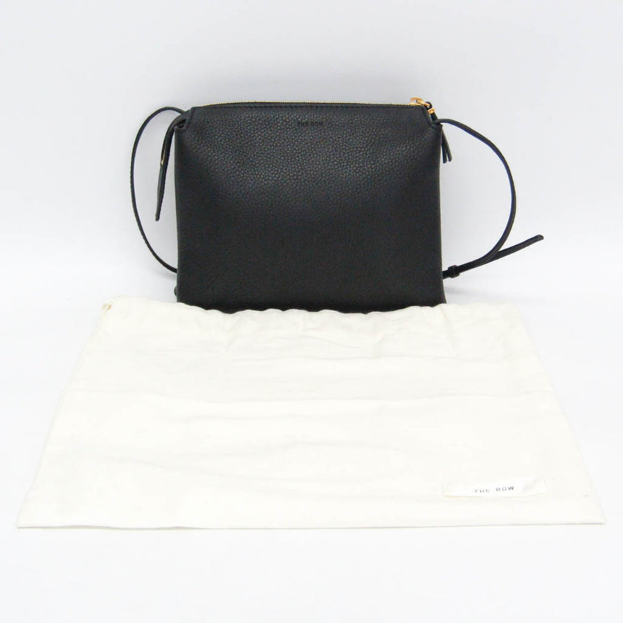 The Row NU MINI TWIN W1236 Women's Leather Shoulder Bag Black