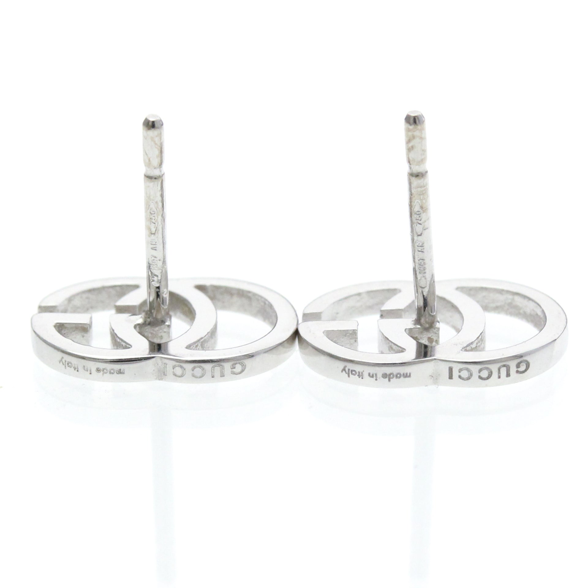 Boucles d'oreilles Gucci GG Interlocking sans pierre en or blanc (18 carats) argent 4
