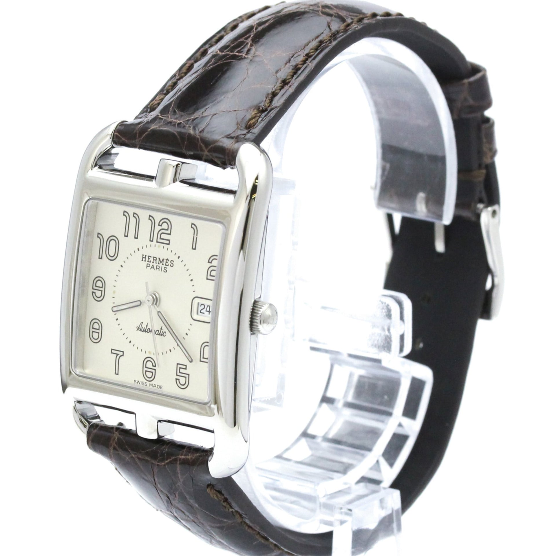 Montre homme HERMES Cape Cod en acier et cuir, mouvement automatique, référence CC1.710, finition polie 2