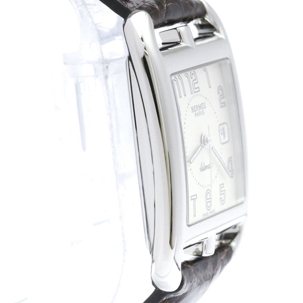 Montre homme HERMES Cape Cod en acier et cuir, mouvement automatique, référence CC1.710, finition polie 8
