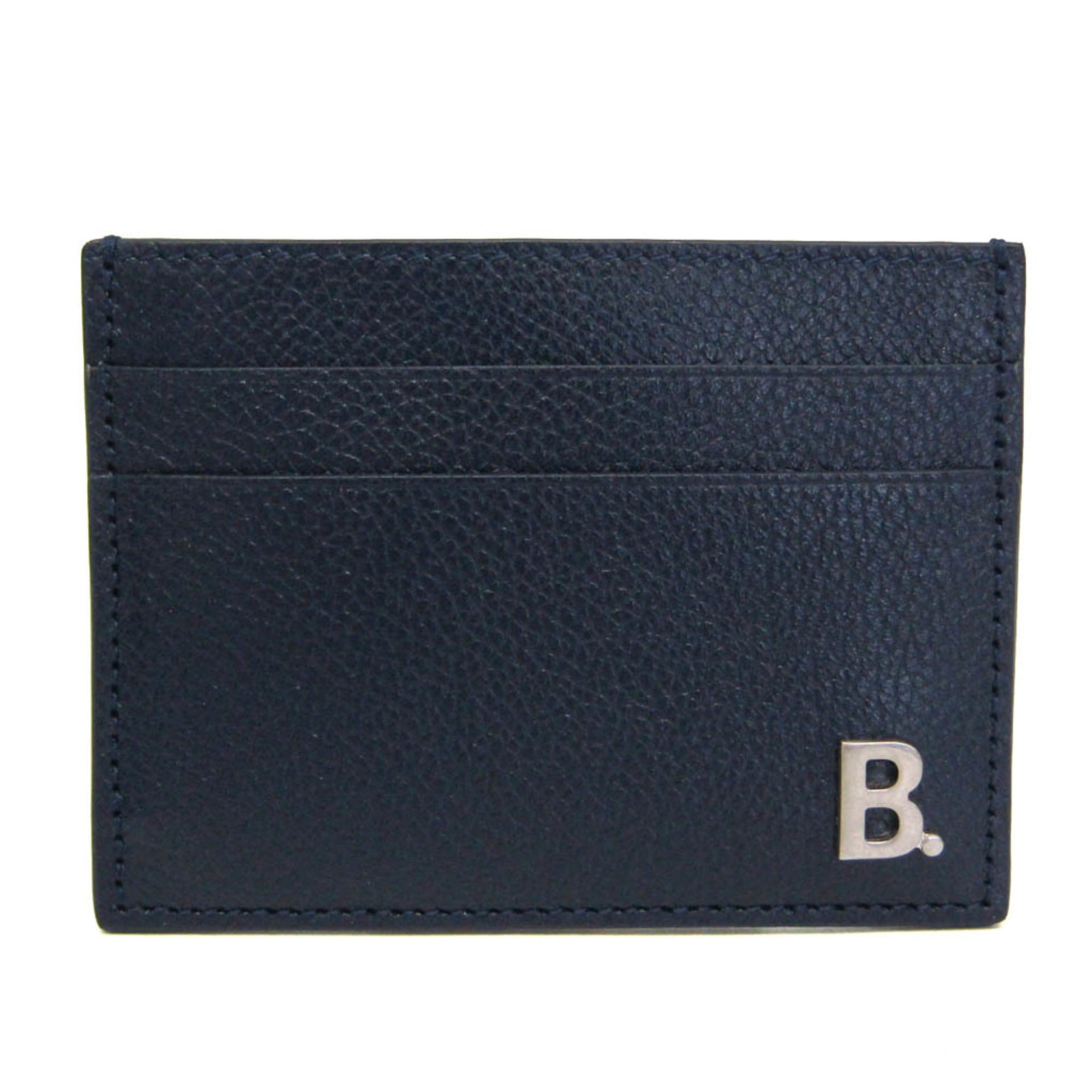 Porte-cartes Balenciaga B Logo 601347 en cuir bleu marine 1