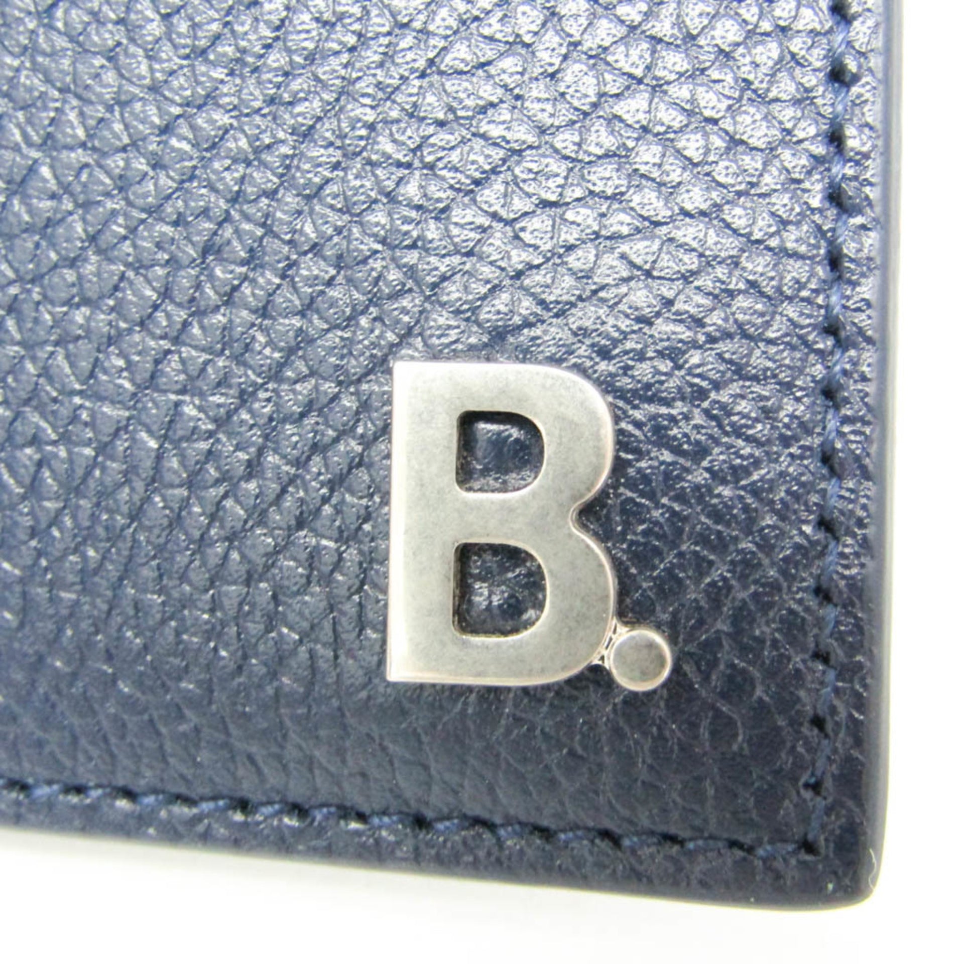Porte-cartes Balenciaga B Logo 601347 en cuir bleu marine 8