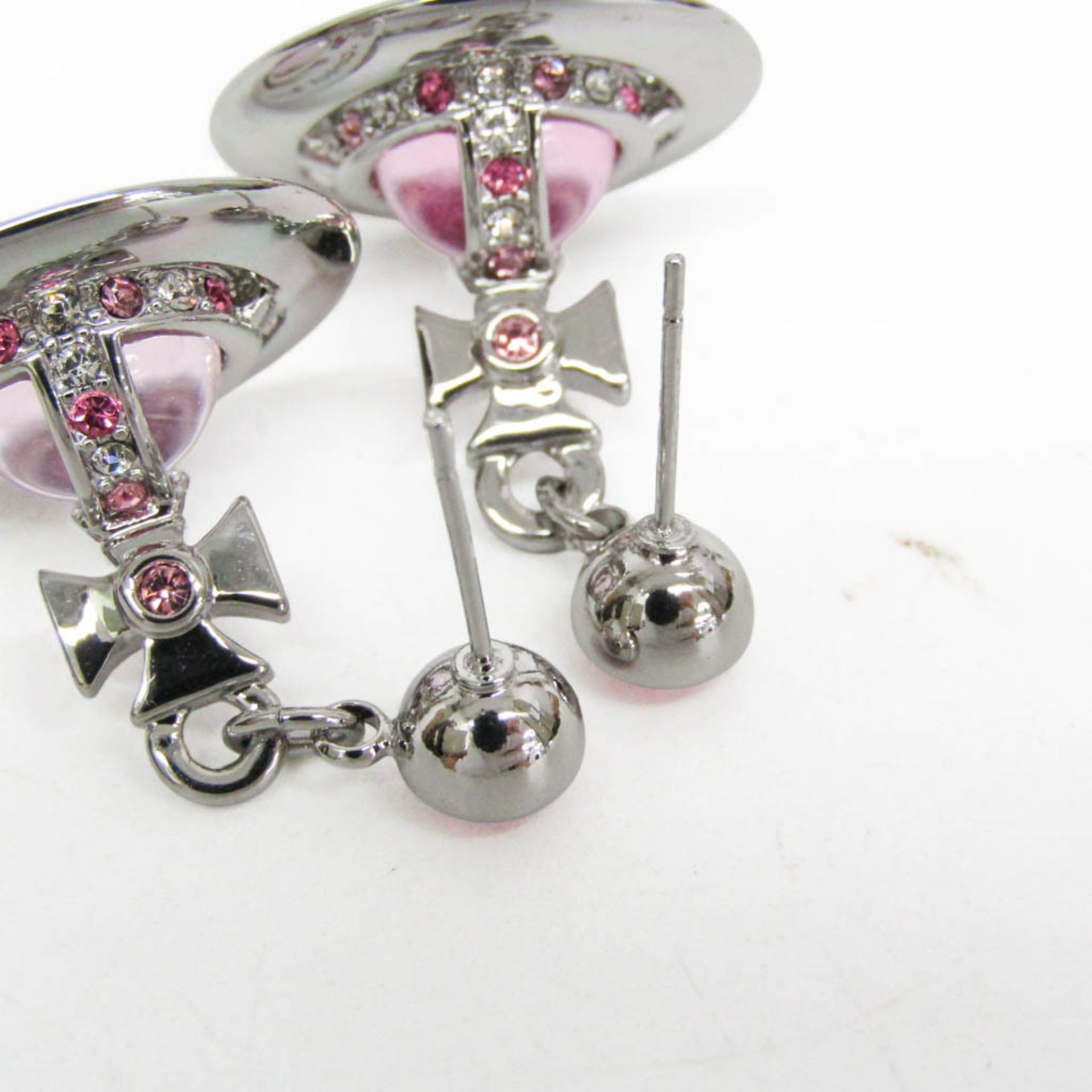 Vivienne Westwood Orb Rhinestone Metal Stud Earrings Silver 5