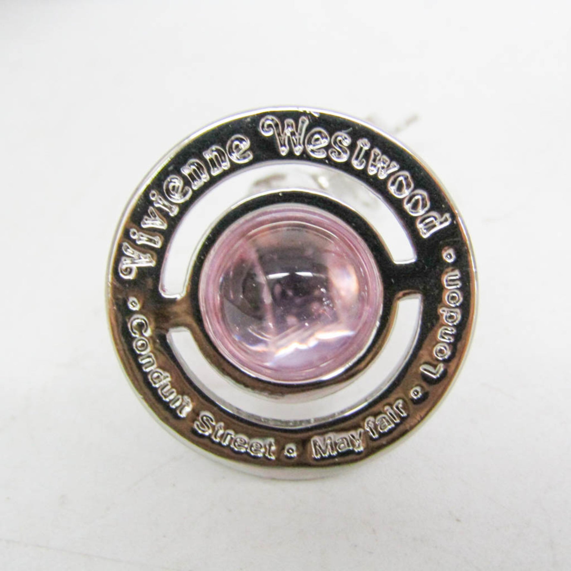 Vivienne Westwood Orb Rhinestone Metal Stud Earrings Silver 8