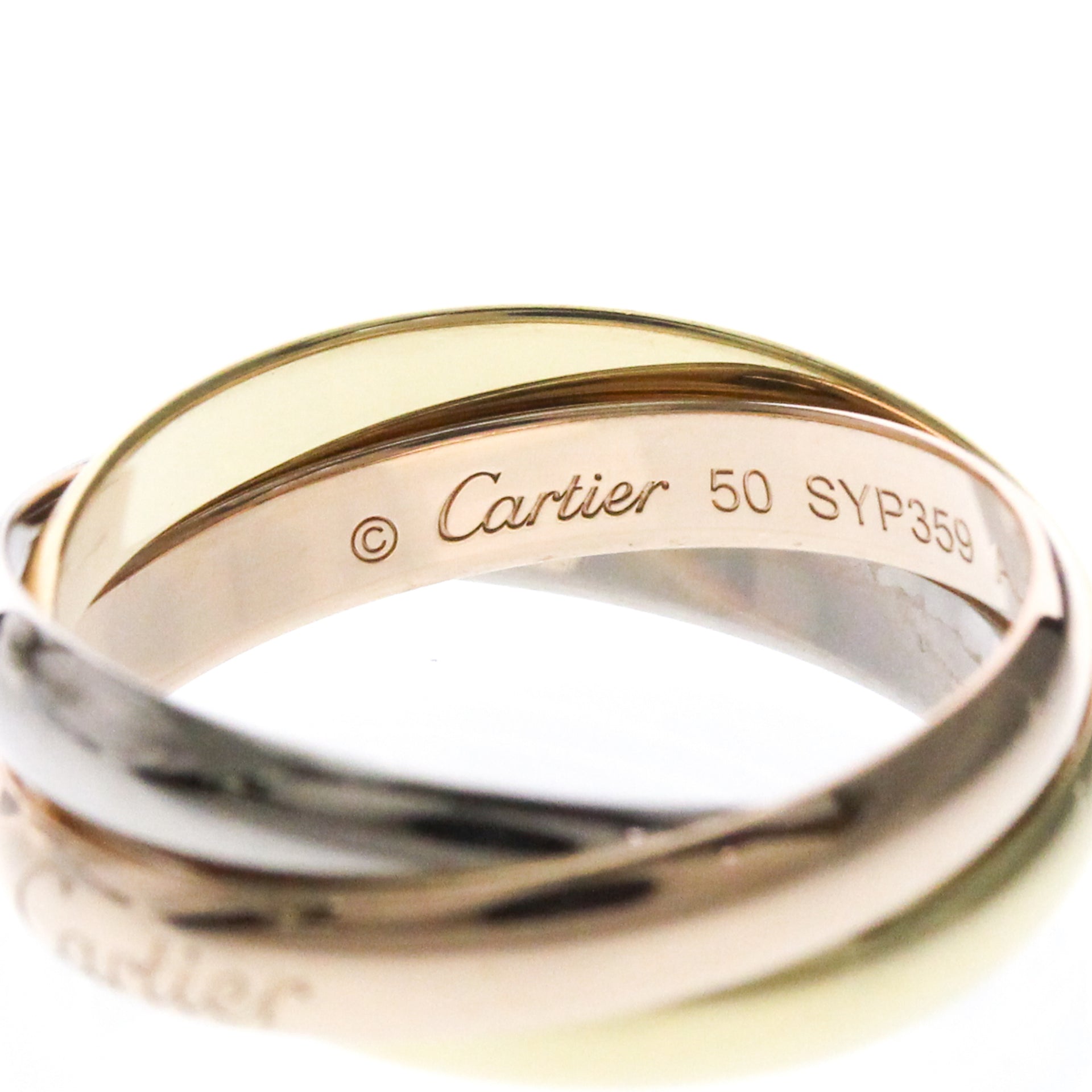 Bague Trinity CARTIER, or jaune, or blanc et or rose 18 carats, polie 7