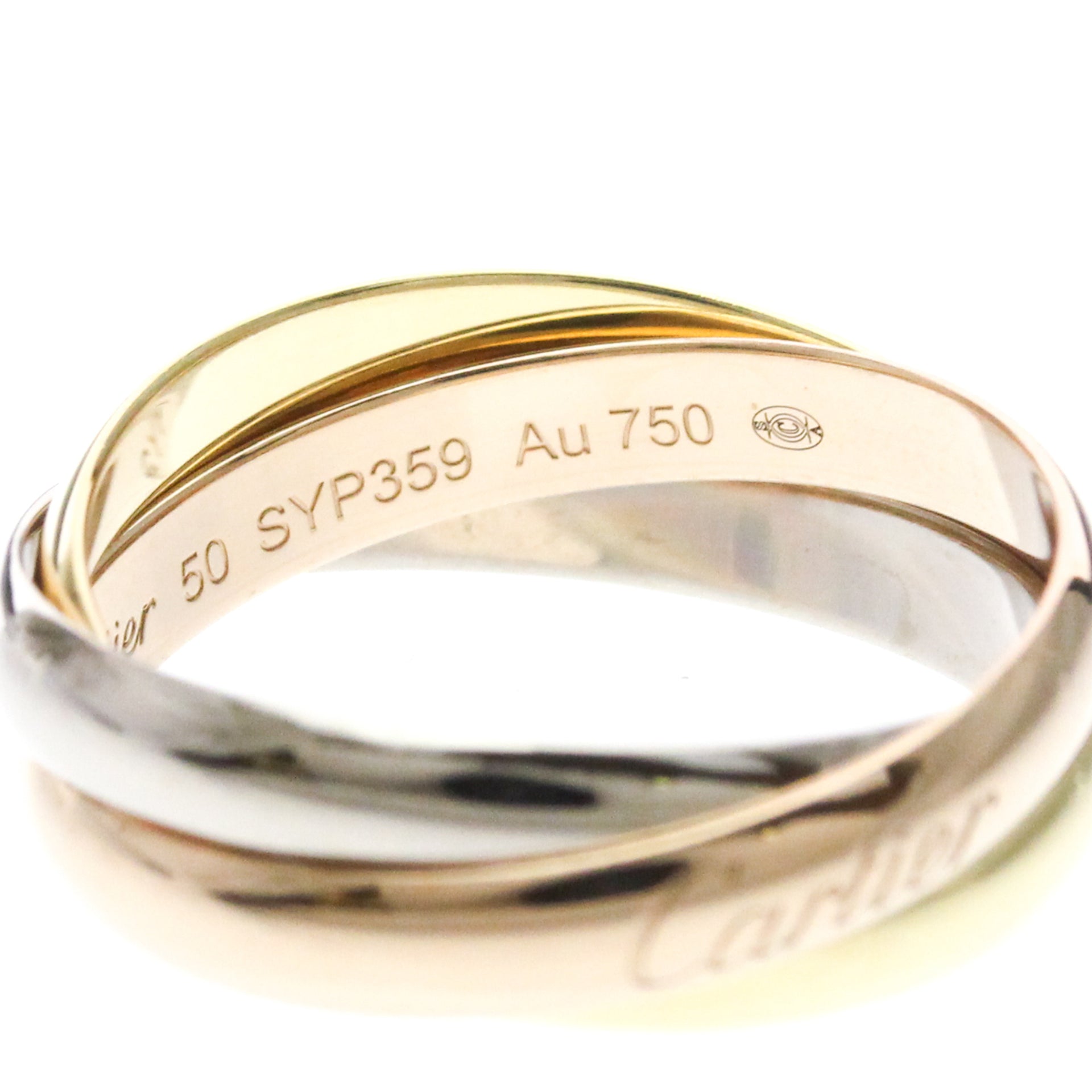 Bague Trinity CARTIER, or jaune, or blanc et or rose 18 carats, polie 8