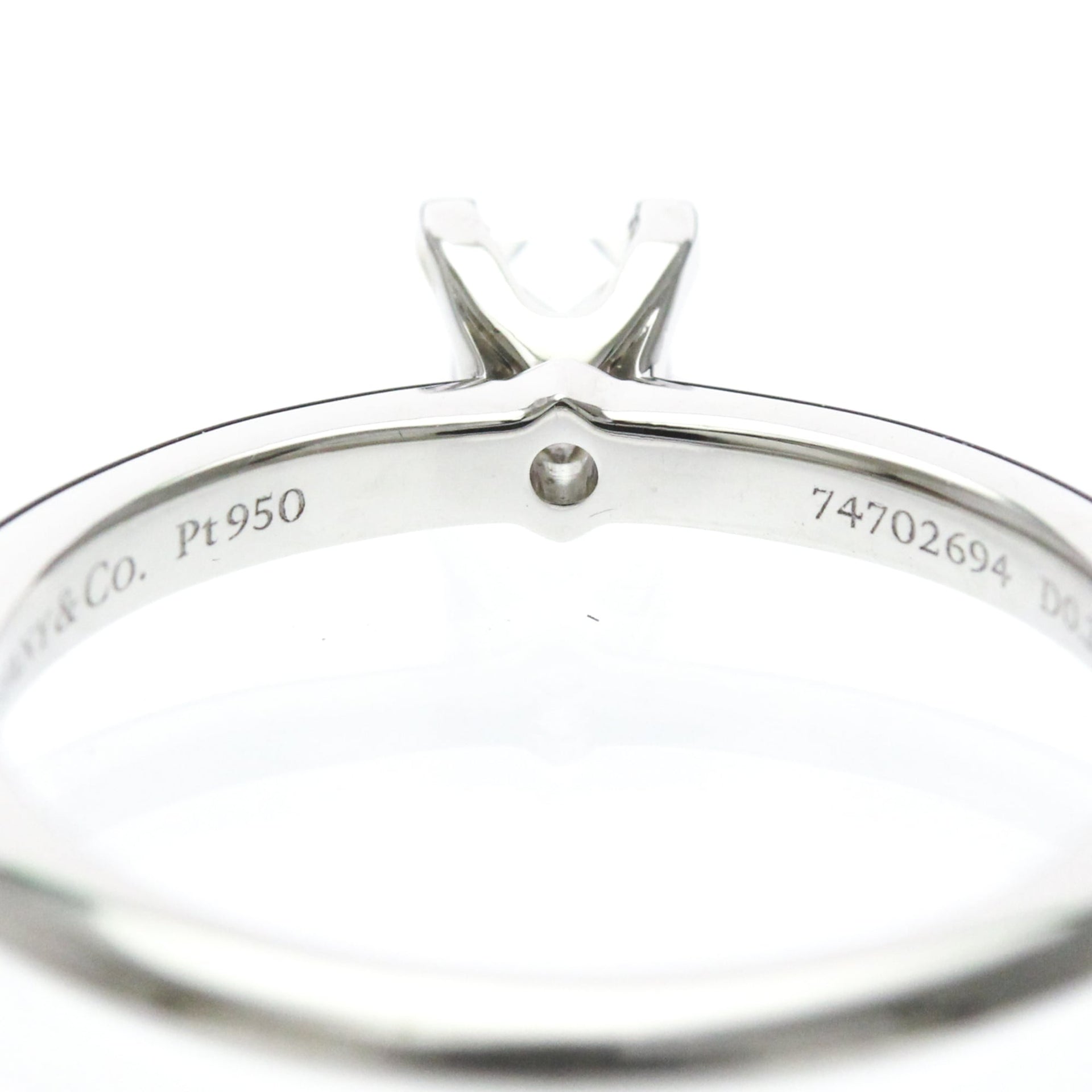 TIFFANY Solitaire Diamond Ring Platinum 0.22ct Polished 8