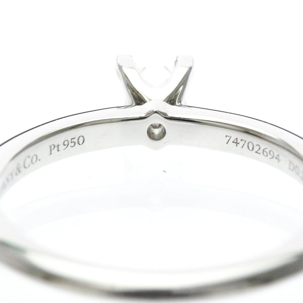 TIFFANY Solitaire Diamond Ring Platinum 0.22ct Polished 8