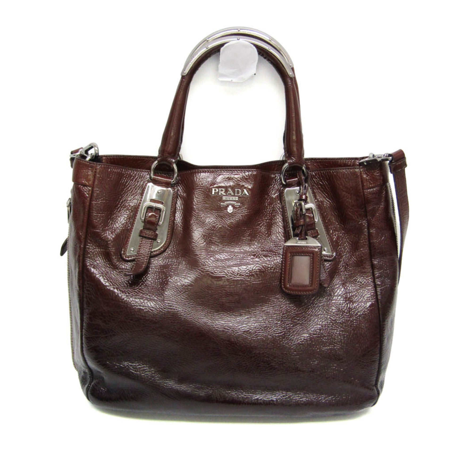 Prada Metal Parts Around Zip Bag Women's Leather 1