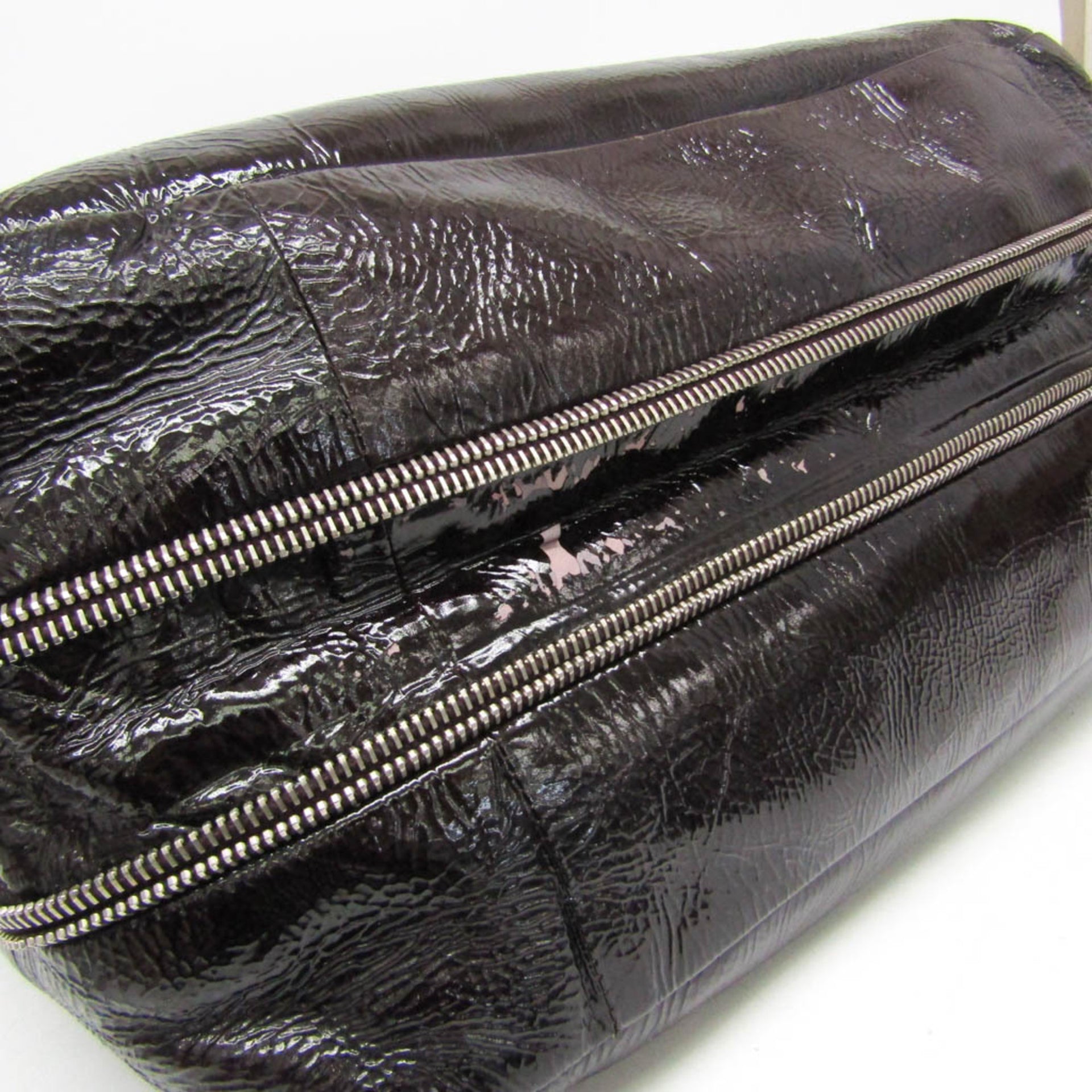 Prada Metal Parts Around Zip Bag Women's Leather 6