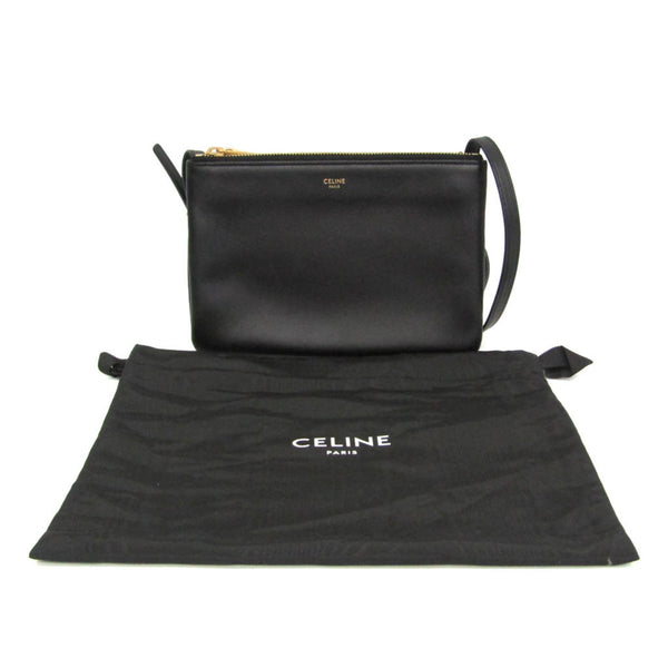 Celine Trio Small Women's Leather Shoulder Bag Black 2