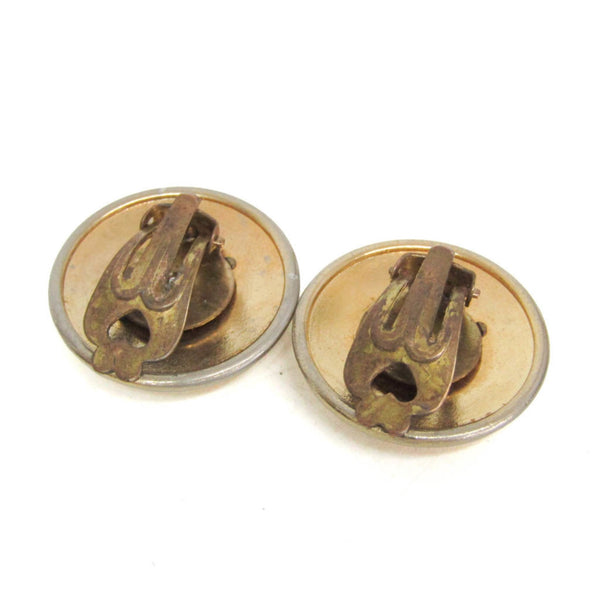Hermes Horn Ribbon Alloy Clip Earrings Gold 2