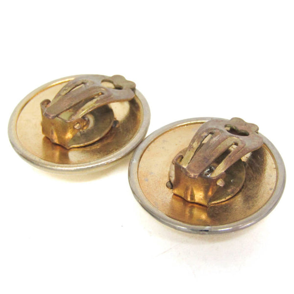 Hermes Horn Ribbon Alloy Clip Earrings Gold 3
