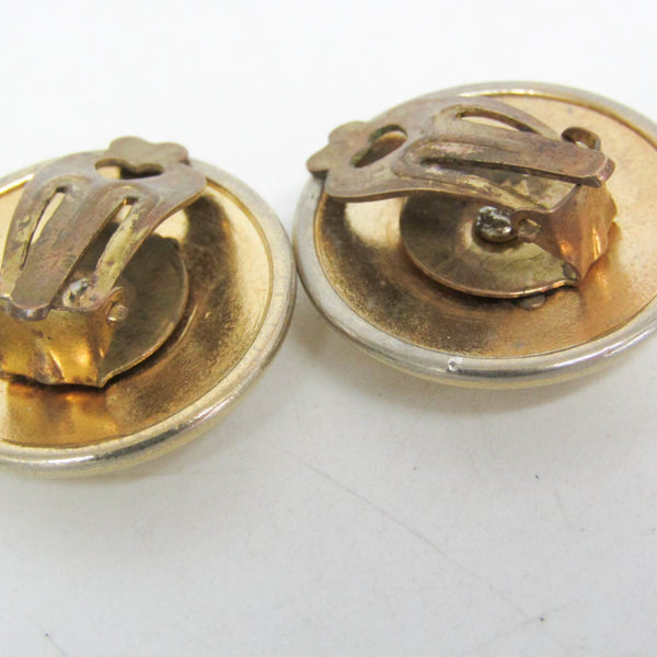 Hermes Horn Ribbon Alloy Clip Earrings Gold 6