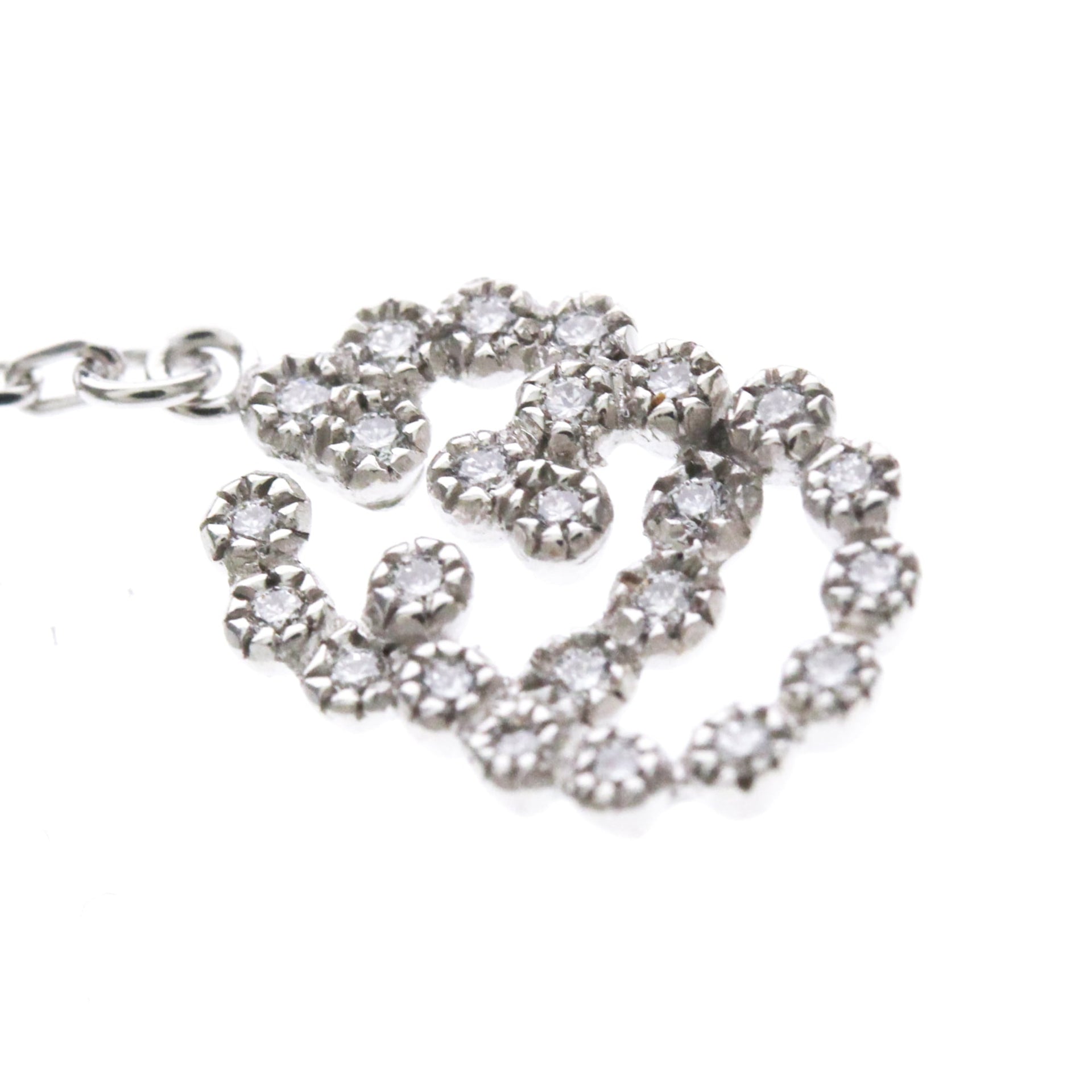 GUCCI Double G Diamond Bracelet 18K White Gold Polished 6