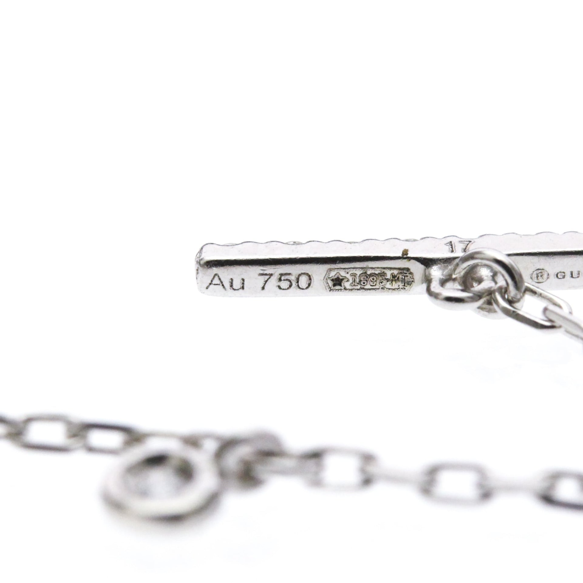 GUCCI Double G Diamond Bracelet 18K White Gold Polished 8