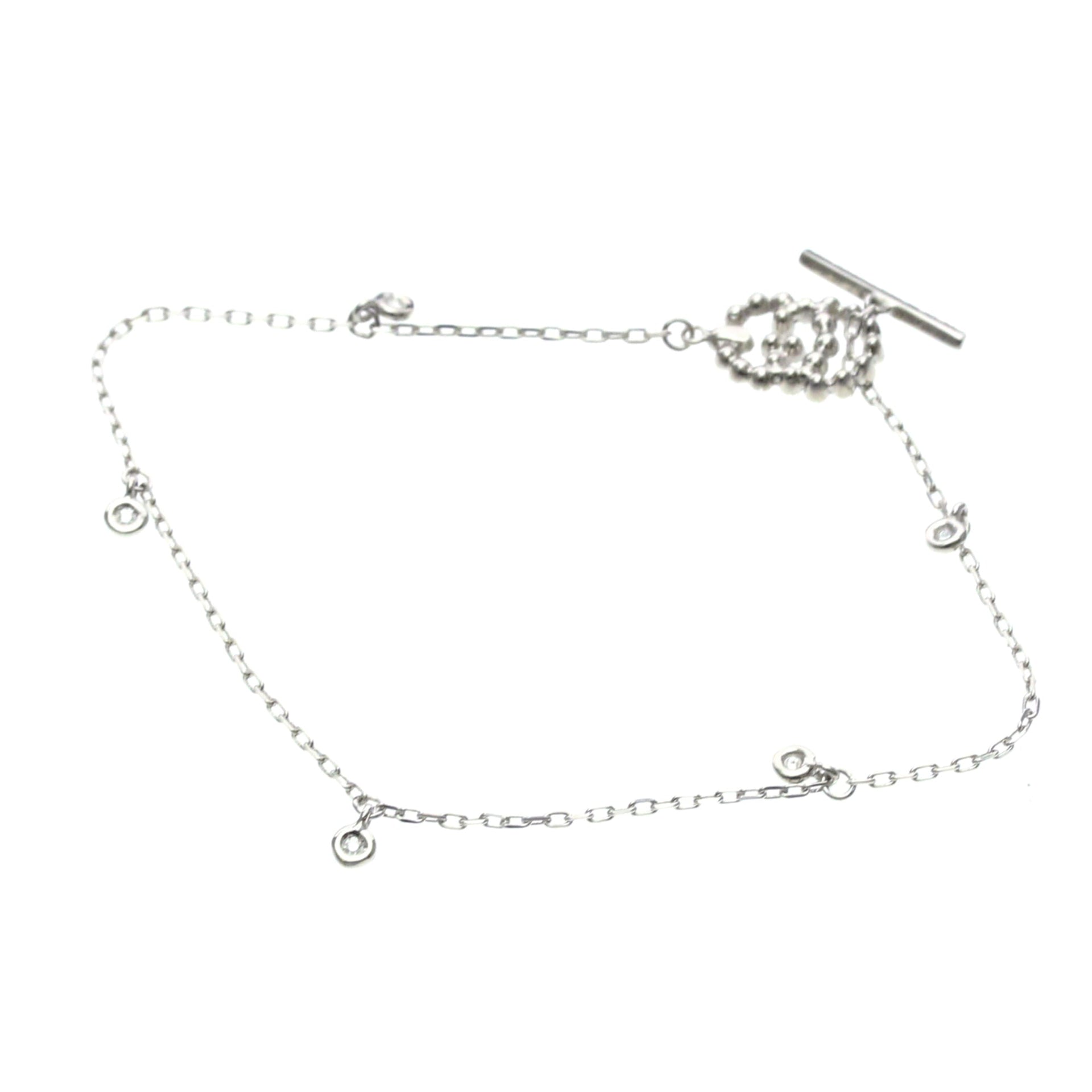 GUCCI Double G Diamond Bracelet 18K White Gold Polished 12