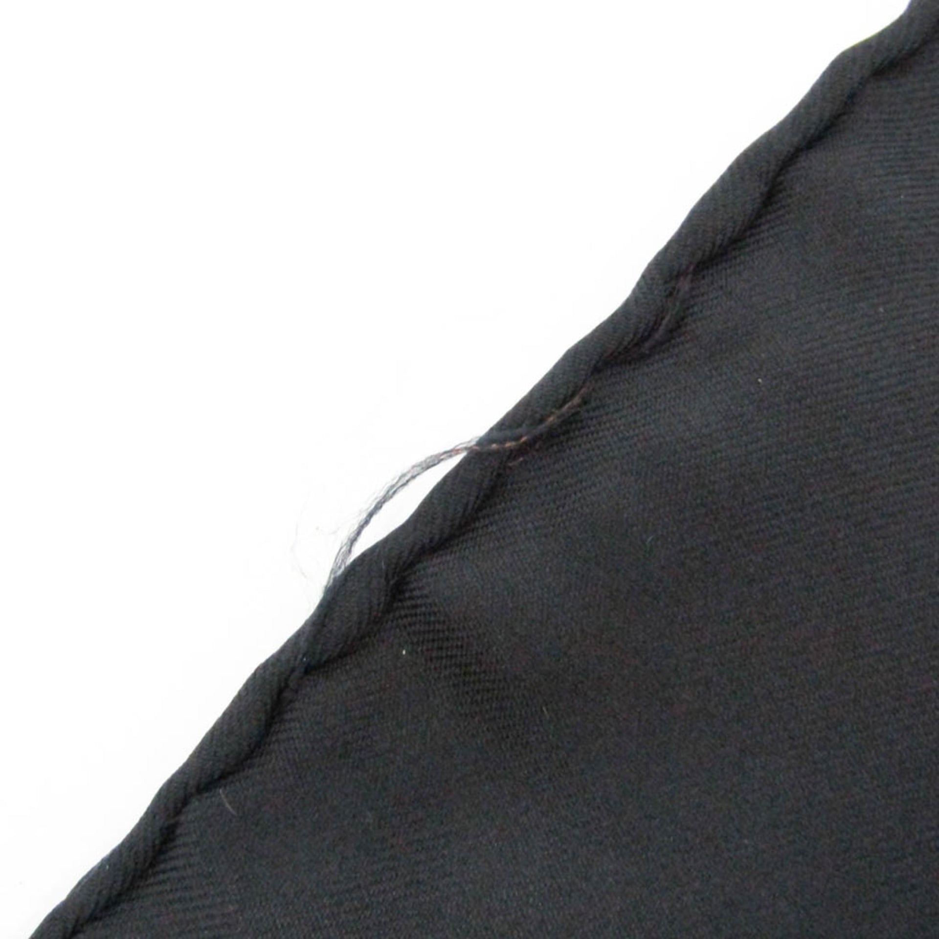 Hermes Perforated Fringe Long Scarf Women's Silk Stole Black 5
