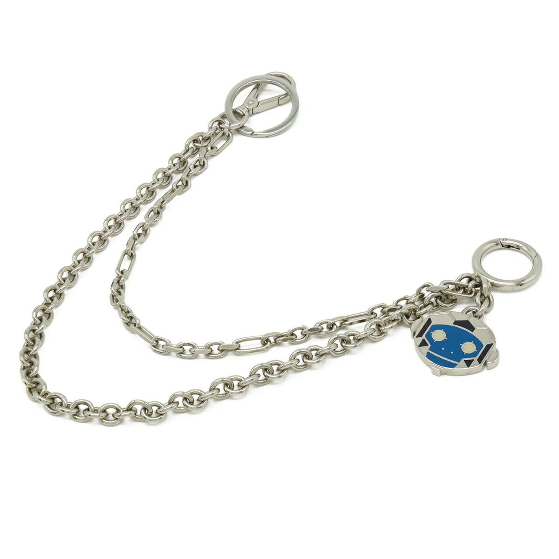PRADA Robot Monkey Accessory Bag Charm Wallet Chain Keychain Keyring Metal Silver Blue 2PS033 4