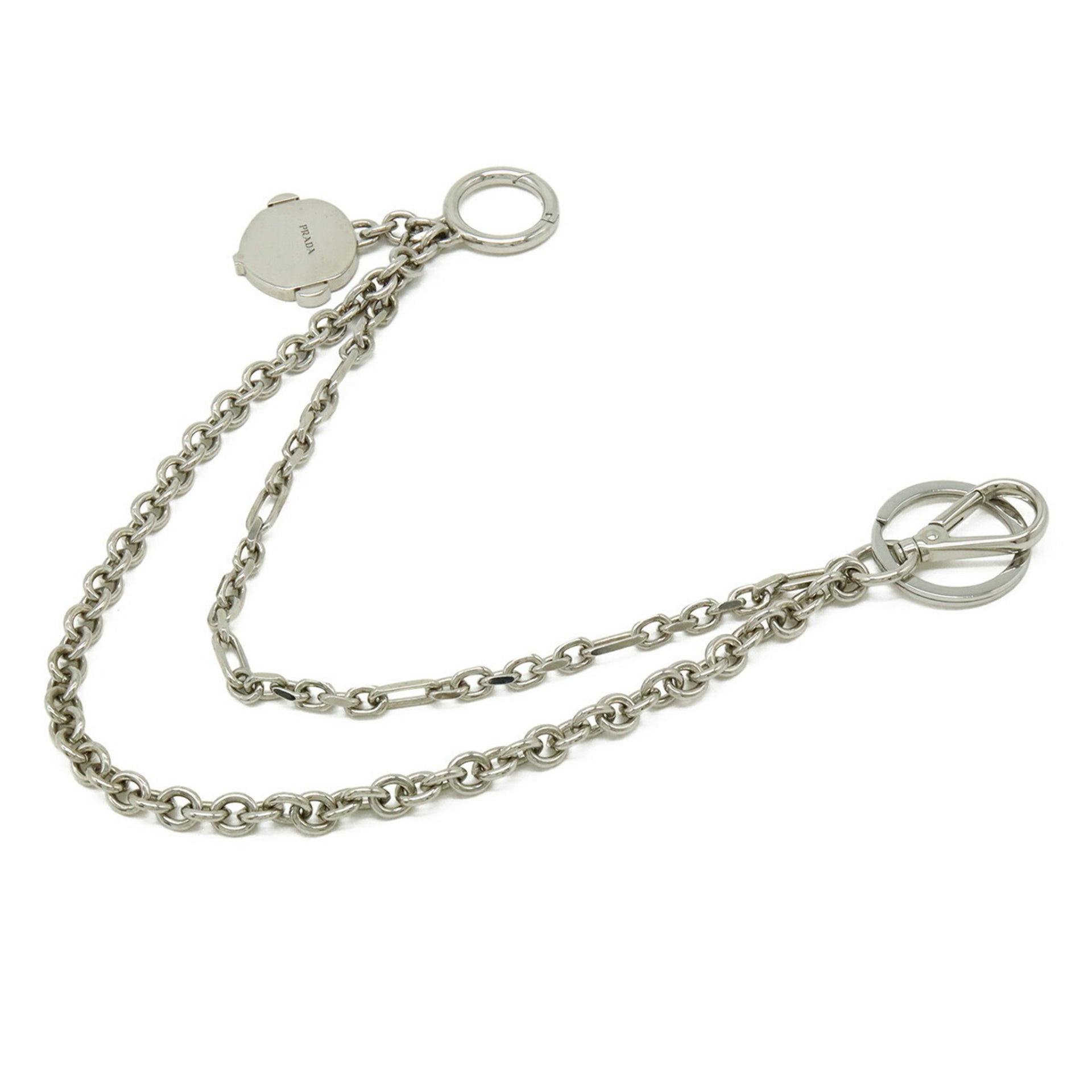 PRADA Robot Monkey Accessory Bag Charm Wallet Chain Keychain Keyring Metal Silver Blue 2PS033 5