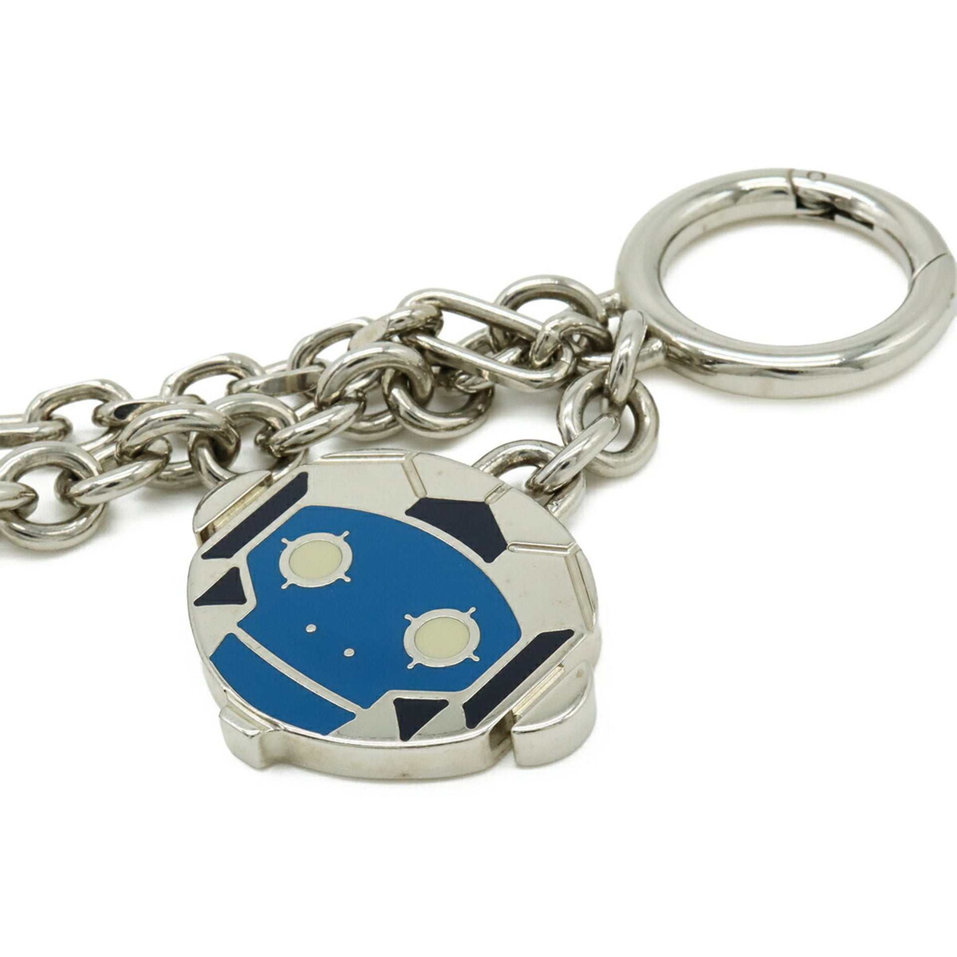 PRADA Robot Monkey Accessory Bag Charm Wallet Chain Keychain Keyring Metal Silver Blue 2PS033 7