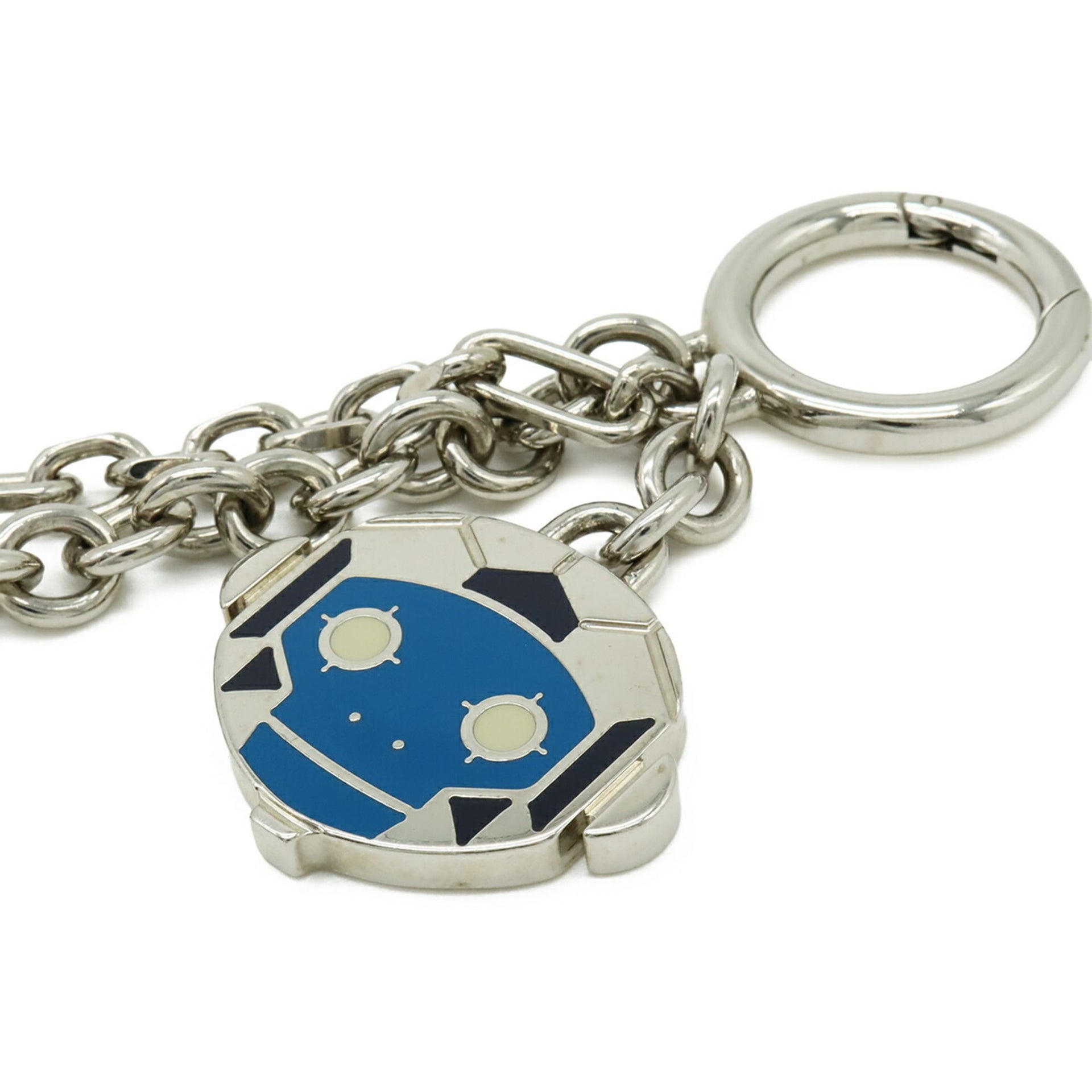 PRADA Robot Monkey Accessory Bag Charm Wallet Chain Keychain Keyring Metal Silver Blue 2PS033 8