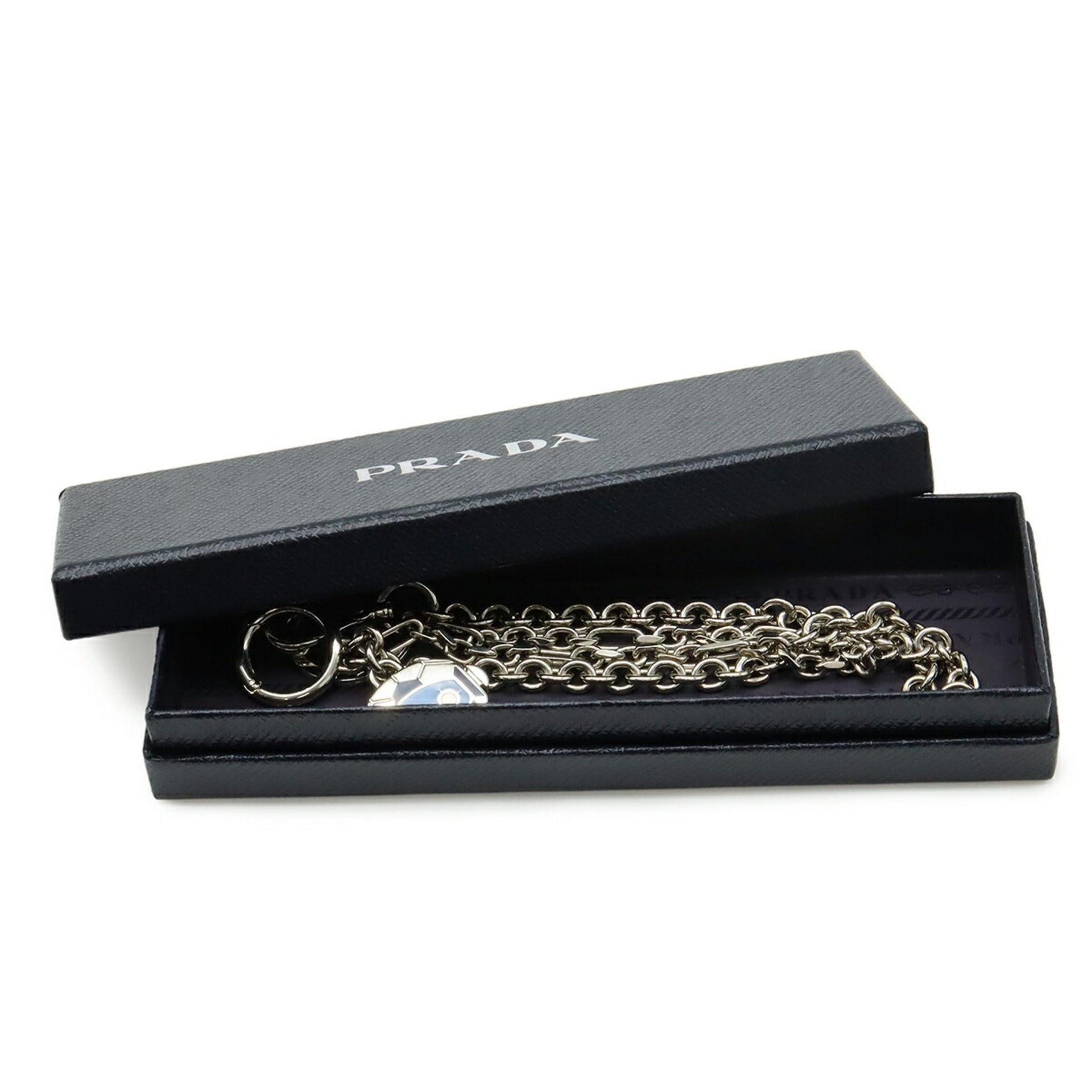 PRADA Robot Monkey Accessory Bag Charm Wallet Chain Keychain Keyring Metal Silver Blue 2PS033 13