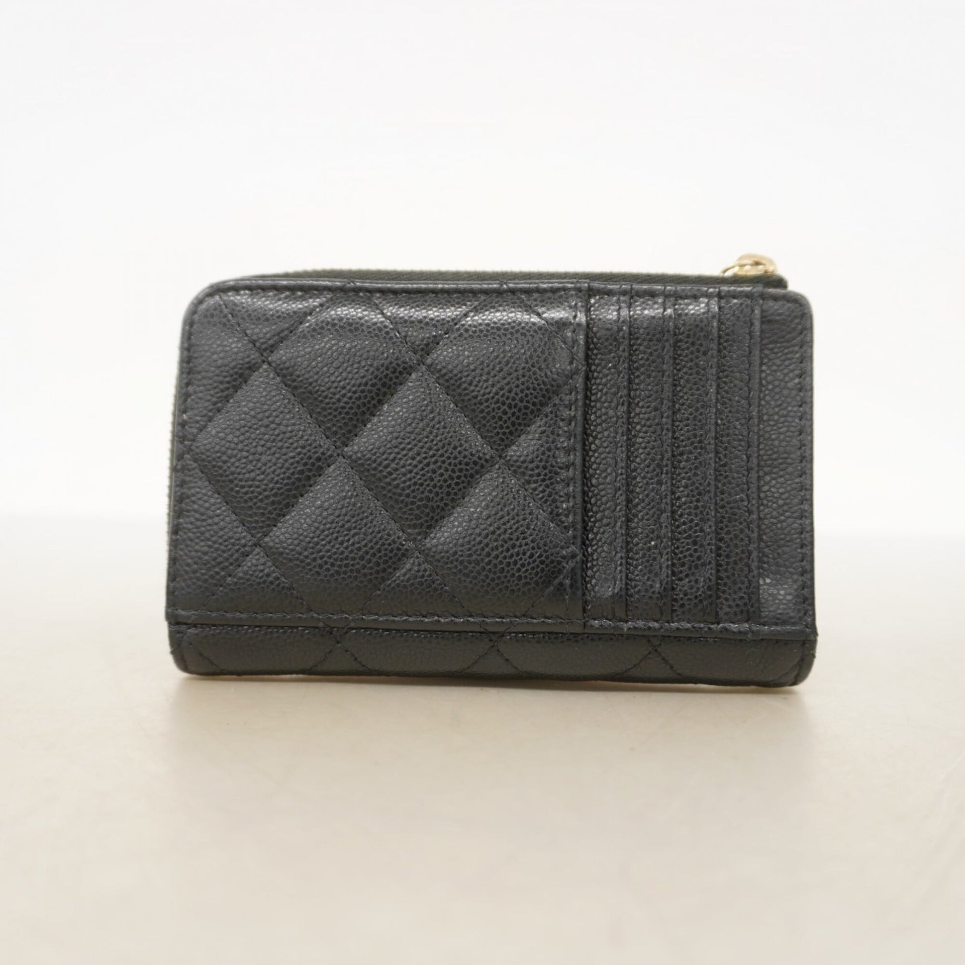 Chanel-Geldbörse/Münzfach aus gestepptem Caviar-Leder 16